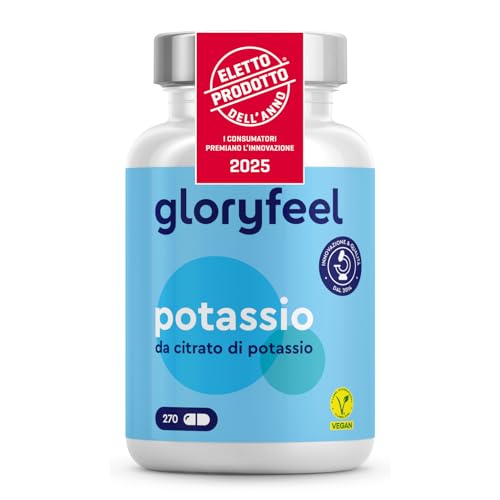 Potassio Integratore, 270 Capsule, Eletto PRODOTTO DELL'ANNO 2025, Vegano, 800mg Citrato di Potassio...