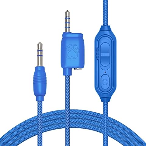 DOQAUS Audio Cable Replacement CN1 Kinds Headphones, with 74/85/94db Volume Limited, In-Line Microphone(Blue) Cover