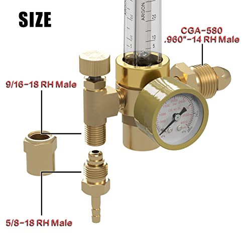 Sonnler Argon/Co2 Regulator Flow Meter Compatible With 6.6Ft Gas Hose, Welding Gas Regulator For Cga-580 Mig Tig Welder Accessories #TOP2