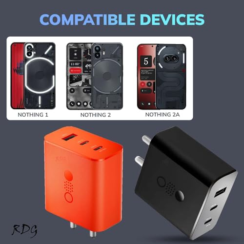 Image of CMF by Nothing Original Charger with Trio Port 65W Ultra-Fast Charging Charger Gan Tech Compatible with Nothing Phone 2A, CMF Phone 1, Nothing Phone 2 (Orange)