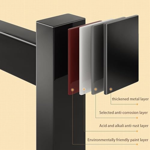 Image of HomeCloud Expandable Over-The-Sink Dish Drying Rack with Dustproof Flip Cover Door | Multifunctional Adjustable Metal Kitchen Countertop Organizer (Black, 98x28x55Cm)