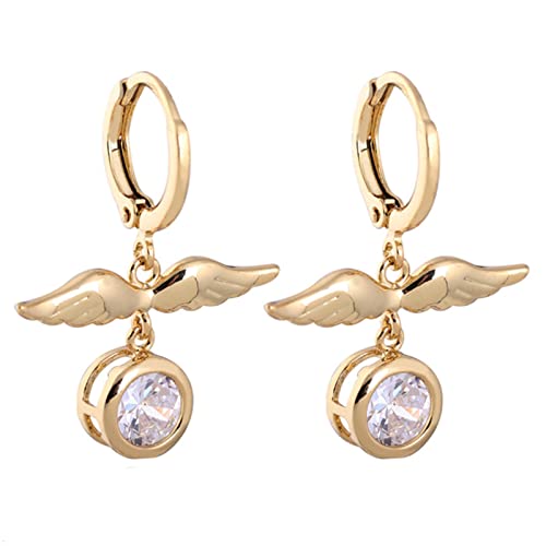 Boucles d'oreilles en Or 9k et moissanite ronde éclatante style aile de créateur