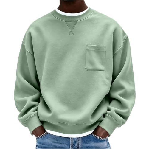 VBTAPA Sweatshirts For Men Men'S Sweatshirts Long Sleeve Fall Pullover Tops Fashion V Stitch Chest Pocket Basic Shirts Crew Neck Classic Top 2026 Green S - image 2