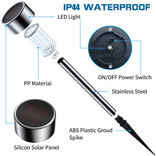 Solar Outdoor Lights 12 Pack, Solar Garden Lights Solar Powered Waterproof Landscape Path Lights Stainless Steel Led Outdoor Lights Solar For Walkway Yard Backyard Lawn Patio Driveway #TOP3