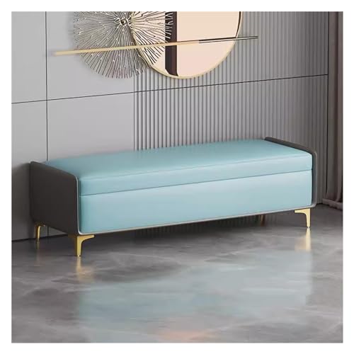 Banco de Dormitorio para Pie de Cama con Baúl Elevable de 120 cm Azul 2