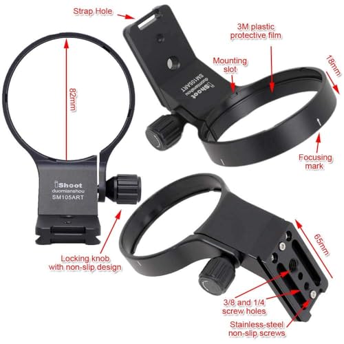 iShoot Anillo de montaje de trípode para collar de lente de 82 mm compatible con Sigma 100-400 mm f/5-6.3 DG DN OS y 105 mm f/1.4 DG HSM Art, soporte de lente integrado Arca-Swiss Fit placa de - imagen 3