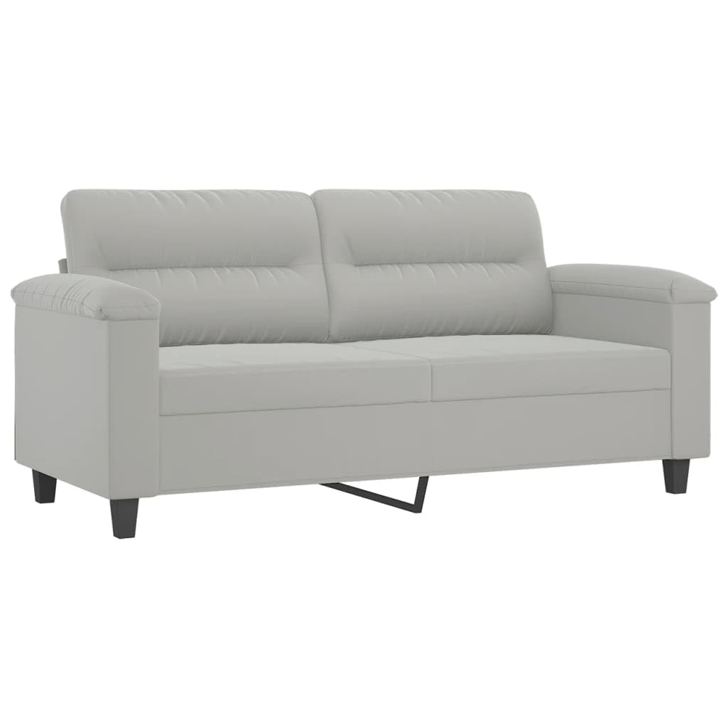 vidaXL Sofá de 2 Plazas con Cojines, Asiento con Reposabrazos, Sofá Tapizado de Televisión, Asiento para Salón, Tela de Microfibra Gris Claro