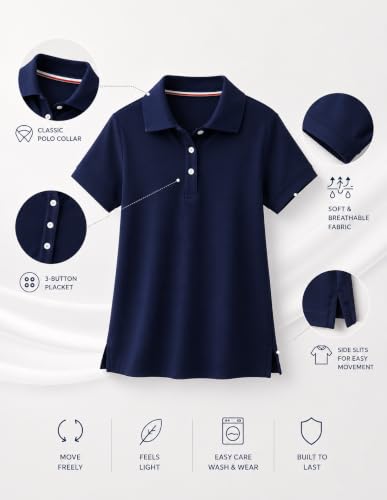 Image of Liberty Pro 3 Pack Youth Girls Short Sleeve Golf Polo Shirts