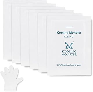Kooling Monster KLEAN-01 Thermal Paste Remover (Gloves Included) 12 x 15 cm, Thermal Paste Cleaning Wipes, Anti-Grease Cle…
