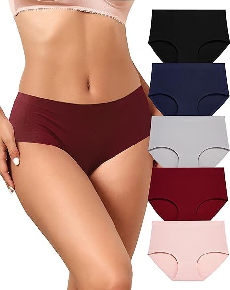 G String Thongs for Women,Cotton & Nylon Panties Mid Rise Hispter Underwear for Women Plus Size Pack of 5-image-49