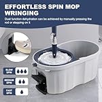 Spin Mop and Bucket System with180-Degree Rotating Head Telescopic Handle Dual Chamber Bucket Floor Cleaning Set with 3 Mop Refills Dual-Function Wringing Hand-Press and Foot-Pedal - Image 5