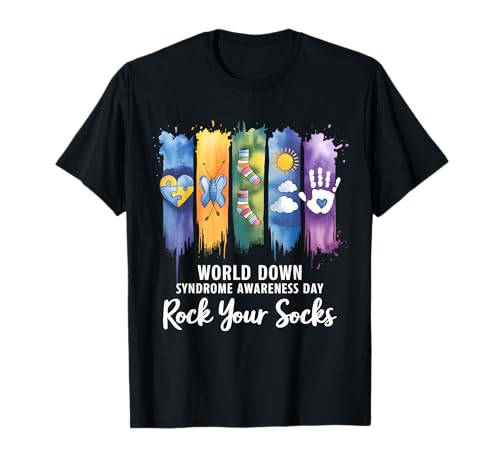 Mundo Síndrome de Down Acuarela Pincel Stroke Camiseta
