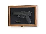 Single Pistol Display Case Wall Mount Solid Hardwood Cabinet Gun Holder