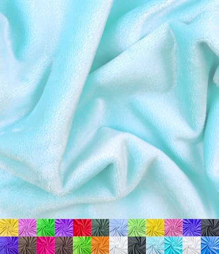 Barcelonetta | Minky Fabric | Plush, Super Soft, Cuddle | Solid Minky | by The Yard | 60 Wide | Baby Blanket, Change Station Cover, Pillow, Scarf, Beanie (Aqua, 1 Yard)