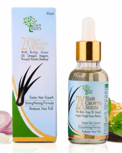 Image of Four Trees 2X Hair Growth Serum for Scalp | Faster Hair Growth & Reduces Hair Fall | With Biotin, Redensyl, Onion Oil | For Men & Women | 30ml