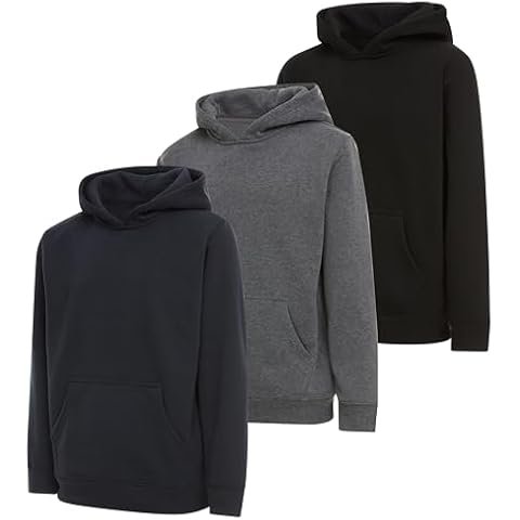 PURE CHAMP Boys 3 pack pullover hoodies Fleece long sleeve essentials sweatshirt for boys Athletic Kids Clothes Size 4-20(Set2 Size 6/7) Cover
