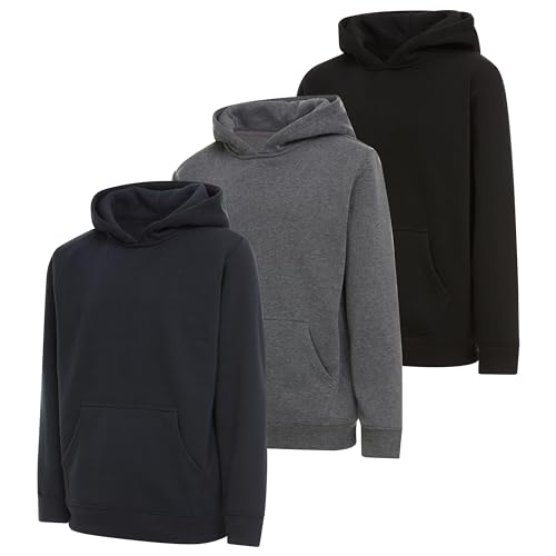 PURE CHAMP Boys 3 pack pullover hoodies Fleece long sleeve essentials sweatshirt for boys Athletic Kids Clothes Size 4-20(Set2 Size 6/7)