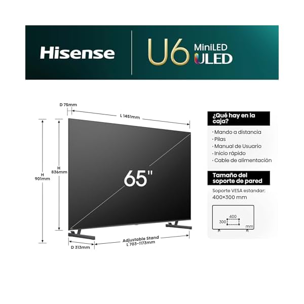 Hisense 65U6NQ - Mini-LED TV, 65" Modo Juego 60 Hz VRR 120 fps - Image 3
