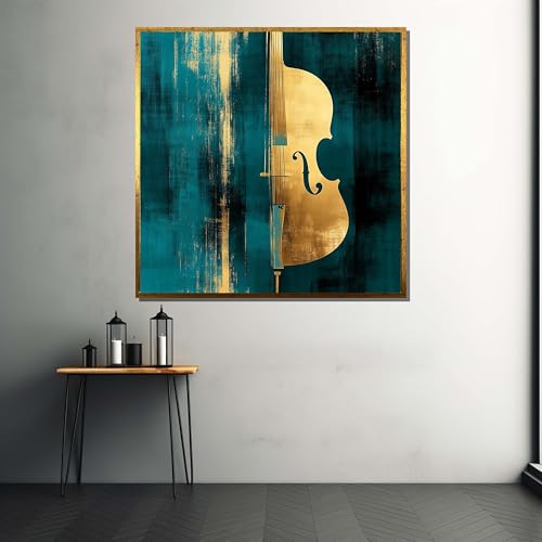 Toile violoncelle doré pour habiller un mur vide sans cadre 80x80