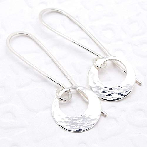Little 1/2 Inch Sterling Silver Hammered Disc Earrings With Peephole #TOP3