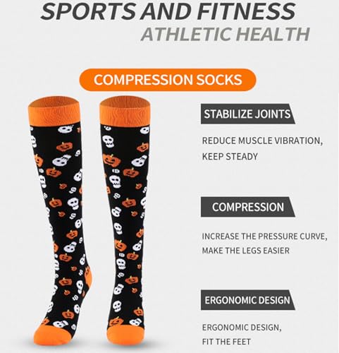 Image of Women's Knee High Compression Socks for Running Work Support Nurses Pregnancy Travel,Colorful Over The Calf Socks,#W402