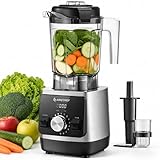 AMZCHEF leistungsstarker Standmixer 1800 W, 2,1 L BPA-freier Tritan-Krug, 6-blättriges Titan-Edelstahlmesserwerk, 0–9 stufenlose Drehzahlsteuerung, Silber