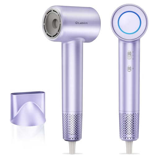 Image of Labiim Hair Dryer, High-Speed Ionic Blow Dryer 110,000 RPM Brushless Motor for Fast Drying, 200M Ions Frizz & Thermo-Control HairDryer with Magnetic Nozzle, Quiet Compact for Home Travel, Purple