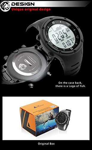 Lad Weather Fishing Master - 魚アラーム ストームアラート 高度計 気圧計 天候モニターウォッチ ブラック / ブラック 6枚目