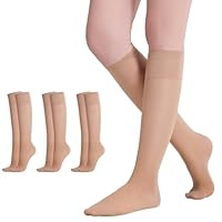 Yilanmy 3 Paar Kniestrümpfe Damen Nylonstrümpfe 40 DEN Kompression Pop Socken,Natur