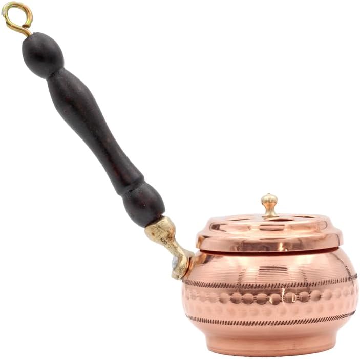 Copper Incense Burner with Lid - Traditional Turkish Buhurdanlik Aromatherapy Resin Burner Home Fragrance Decor