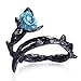 Black Rose Ring Sterling Silver Black Thorn Blue Flower Ring Cool Rings for Women