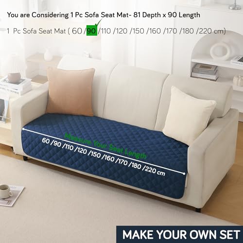 Image of HOKIPO Polyester Quilted Waterproof Sofa Cover Mats For 1 /2 /3 Seater Sofa And L Shape. Make Your Own Sofa Cover Set, Mat Length 81(D) X 90(L) Cm, Navy Blue (Ar-4964-W4)