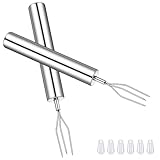 DOPENSPI 4 Stück Pellkartoffelgabel mit Sicherheitskappen, 14 cm Edelstahl Kartoffelgabel Dreizack Maisgabel Wiederverwendbar Tragbares Grillwerkzeug für Gemüse Grillgut(2)