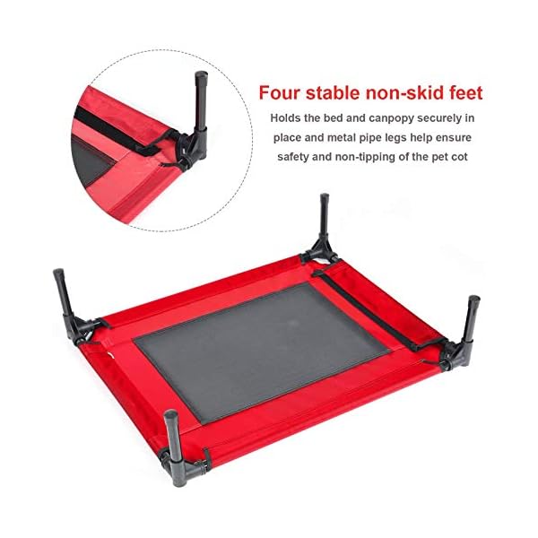 Kawuneeche-Elevated-Dog-Bed-with-Removable-Canopy-wConvenient-Carrying-Bag-Indoor-Shade-1680D-Portable-Raised-Oxford-Fabric-Outdoor-Cooling-Dog-Cot-Cat-Bed-Pet-Tent-for-Camping-30-Red Outdoor Dog Beds: Find the Perfect Bed for Your Furry Friend