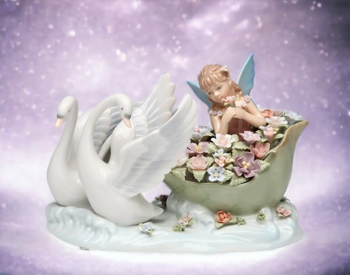 Amazon.com: Cosmos Gifts Fine Porcelain Swan Lake Two White Swans