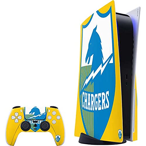 Skinit Decal Gaming Skin Compatible with PS5 Bundle - Officially Licensed NFL Los Angeles Chargers Retro Logo Design
