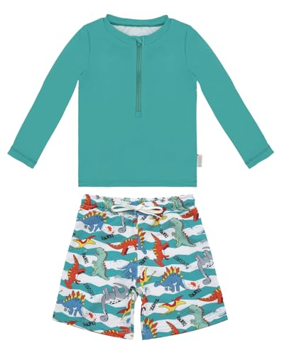 ALVABABY Long Sleeve Rashguards, Baby/Toddler Boys' Rash Guard Sets,Boy Swimsuit UPF 50+ Sun Protection Two Piece Bathing Suit ST-R22-4-5T