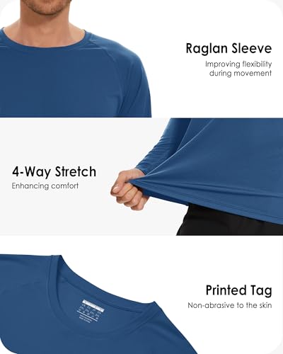 Image of Boladeci Men's UPF 50+ Sun Protection UV SPF Shirts Long Sleeve Lightweight Quick Dry Swim T-Shirts Rash Guard