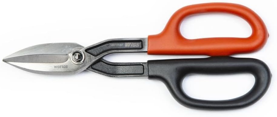 Crescent Wiss Straight Pattern Tinner Snips - Durable, Heavy-Duty Cutting Tool with Torque Control & Ergonomic Handles - WDF12S - 10"