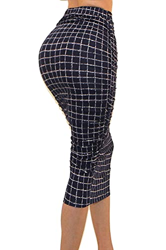 Vivicastle Women's USA Ruched Frill Ruffle High Waist Pencil Mid-Calf Skirt4