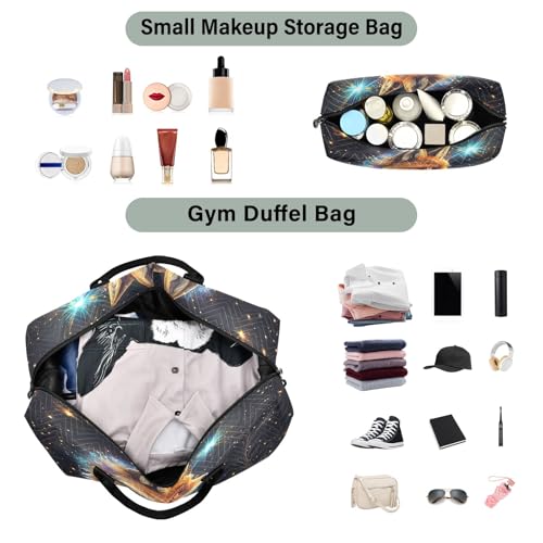 Weekender Bags Travel Duffel Gym Bag Dreamy Fox Carry on Overnight Tote Bag with Toiletry Bag for Airplane Travel Trip Gym Yoga4