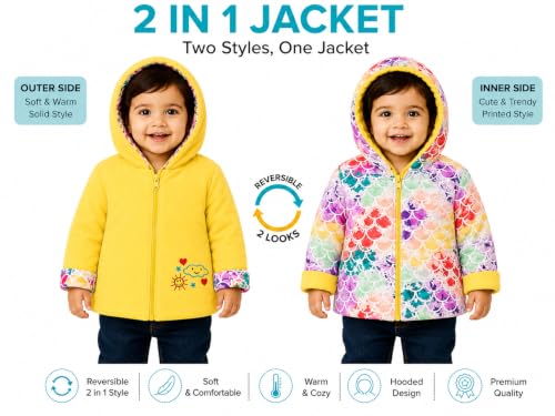 Image of Appukids Full Sleeves Animals Printed Reversible Jacket for Baby Boys Girls Cotton 2 In 1 winter Jacket