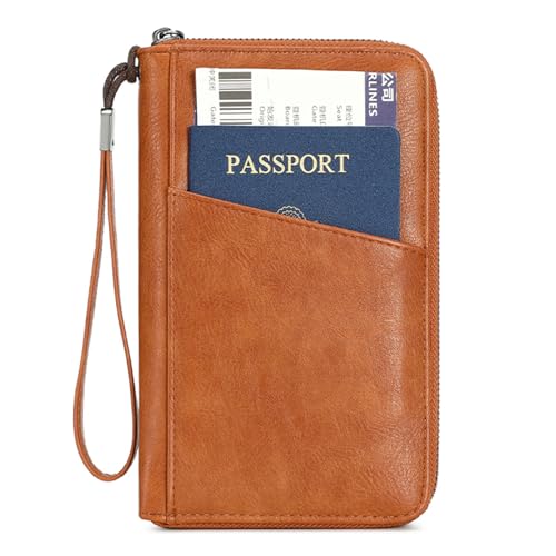 Family Passport Holder for Travel Women and Men Multiple RFID blocking Passport Holder MultiFunction Passport Wallet Passport Case Passport cover with Zipper