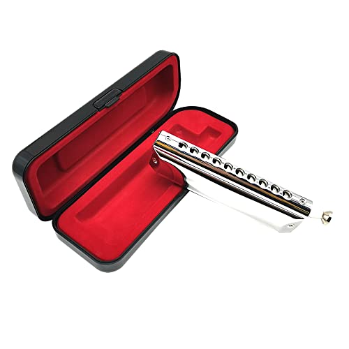10 Holes 40 Tones Professional Chromatic Harmonica Key Of C, Music Instruments For Adults, Harmonicas For Adults,Professional Player, Students And Beginner(Silver) #TOP1