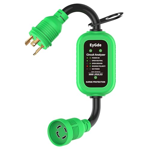 EyGde 3 Prong to 4 Prong 30Amp Twist Lock Adapter, RV/Generator NEMA L5-30P to L14-30R, 5000J Surge...