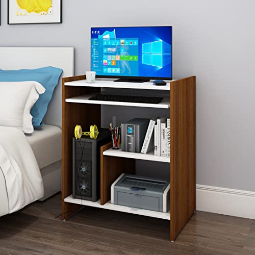 Woodbuzz | K-Byte Computer Desk | Walnut & Frosty White Woodbuzz | K-Byte Computer Desk | Walnut & Frosty White