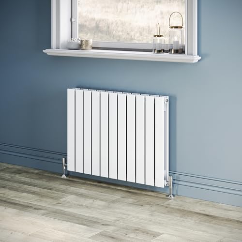 ZANOFIRA 600x836 mm White Flat Panel Horizontal Designer Radiators Double Column Modern Central Heating Radiator Rad for Kitchen, Hallway, Living Room