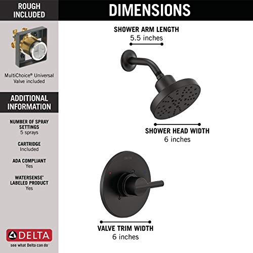 Delta 142749-BL Nicoli Tub Shower, Matte Black thumb #3