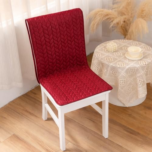 Image of HOMETHREADS Non-Slip Chair Cover-Universal Fit for Kitchen & Dining Chairs-Cushioned Comfort - Stylish Machine Washable Seat Cover -145x45Cm (Maroon, Pack of 2)