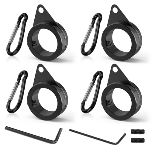 Loretoy 4 Pack Aluminum Alloy Flag Pole Rings, 360 Degree Rotating Flagpole Flag Mounting Rings Spinning Flag Pole Kit with Carabiner for 0.75-1.00 Inch Diameter Flagpole (Φ 1 inch, Black)